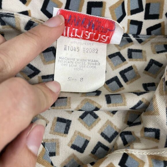 VTG ULTRIANA JCPenny Size 8 Multicolor Geometric Button Down Shirt Blouse Top - Picture 6 of 8